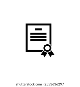 Icon of a certificate with a ribbon, symbolizing achievement and authenticity.