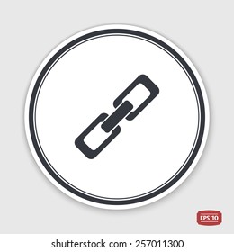 Icon chain. Flat design style. Made in vector illustration. Emblem or label with shadow.