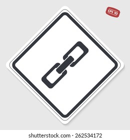 Icon chain. Flat design style. Made in vector illustration. Emblem or label with shadow.