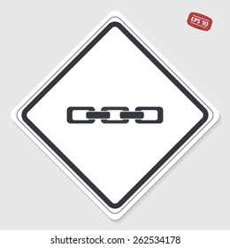 Icon chain. Flat design style. Made in vector illustration. Emblem or label with shadow.