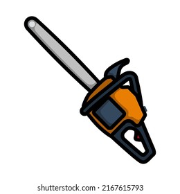 Icon Of Chain Saw. Editable Bold Outline With Color Fill Design. Vector Illustration.