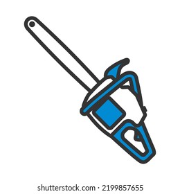 Icon Of Chain Saw. Editable Bold Outline With Color Fill Design. Vector Illustration.