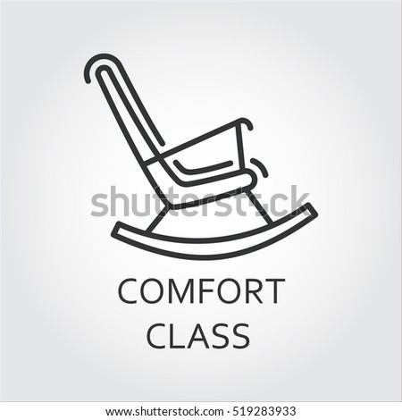 Icon of chair rocking. Comfort class concept. Simple mono black line label of high convenient service. Logo in outline style for websites, mobile apps and other design needs. Vector contour graphics