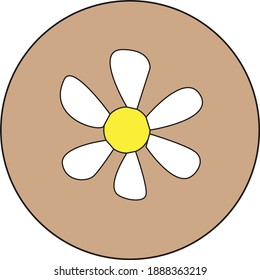 Icon with the chamomile on the grey background