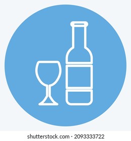 Icon Champagne - Blue Eyes Style - Simple illustration,Editable stroke,Design template vector, Good for prints, posters, advertisements, announcements, info graphics, etc.