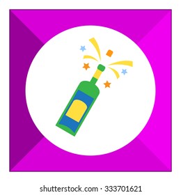 Icon of champagne bottle being opened with sparks and splashes