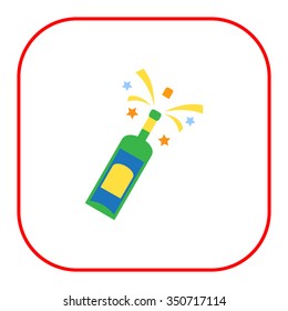 Icon of champagne bottle being opened with sparks and splashes