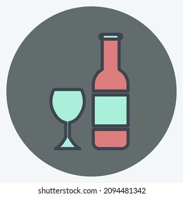 Icon Champagne - Color Mate Style - Simple illustration,Editable stroke,Design template vector, Good for prints, posters, advertisements, announcements, info graphics, etc.