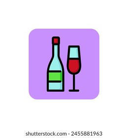 Icon of champagne flute. Beverage, holiday, drink. Alcohol concept. Can be used for topics like anniversary, restaurant, catering