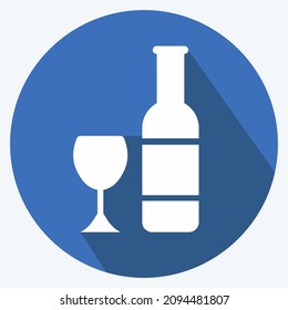Icon Champagne - Long Shadow Style - Simple illustration,Editable stroke,Design template vector, Good for prints, posters, advertisements, announcements, info graphics, etc.