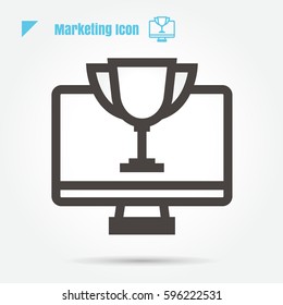 icon champions computer marketing vector illustration isolated sign symbol logo objects thin line for web, modern minimalistic flat design vector on white background