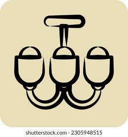 Icon Chandelier. suitable for House symbol. hand drawn style. simple design editable. design template
