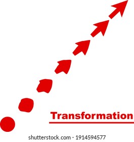 Icon change, Evolution, Transformation,  coaching. Circle turns into up arrow. Vector illustration
