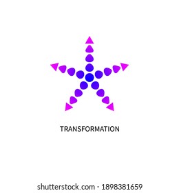 Icon change, transformation, evolution, transformation, coaching. Star logo. Vector illustration