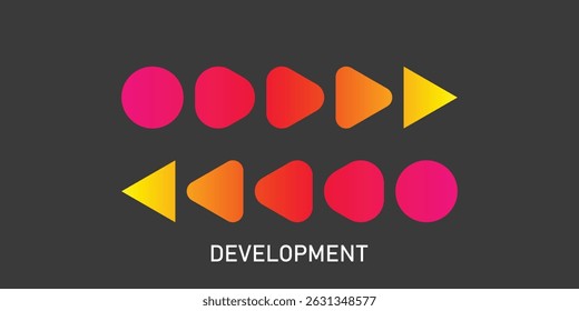 Icon change, transformation, evolution, transformation, coaching. Circle turns into up arrow Vector illustration