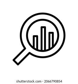 icon of char with magnifying glass vector design