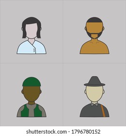 icon character avatar profile face people logo cartoon vector illustration style human outfit wallpaper commercial skin religion lineart 