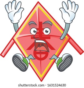 An icon character of chinese red kite style with shocking gesture