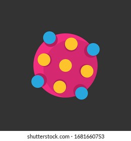 Icon character illustration design of corona virus in flat minimalist style on top of dark background