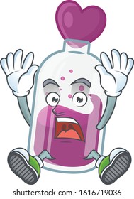 An icon character of purple potion style with shocking gesture