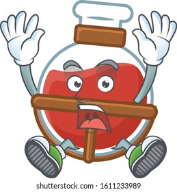 An icon character of red potion style with shocking gesture