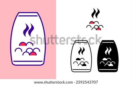 Icon of charcoal bag with ember design.
