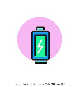 Icon of charging battery. Gadget, loading, power. Energy concept. Can be used for topics like technology equipment, electronics.