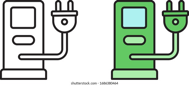 Icon charging station for electric vehicles in a modern flat style. Simple vector illustration.