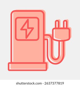 Icon charging station. Renewable energy elements. Icon in two tone style.