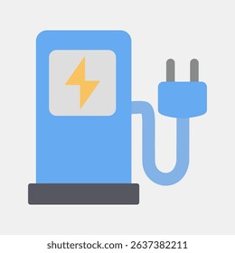 Icon charging station. Renewable energy elements. Icon in flat style.