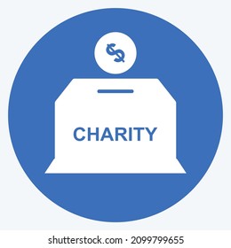 Icon Charity Box - Long Shadow Style - Simple illustration,Design Icon vector, Good for prints, posters, advertisements, announcements, info graphics, etc.