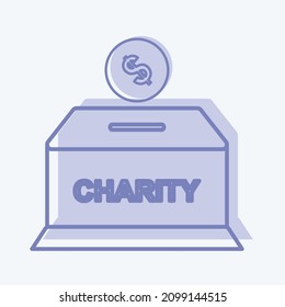 Icon Charity Box - Two Tone Style - Simple illustration,Design Icon vector, Good for prints, posters, advertisements, announcements, info graphics, etc.