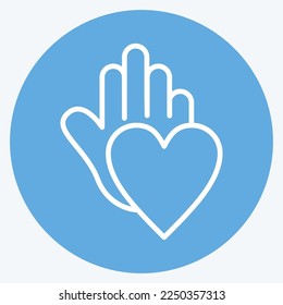 Icon Charity. related to Psychological symbol. blue eyes style. simple illustration. emotions, empathy, assistance