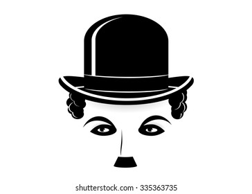 icon Charlie Chaplin. Charlie Chaplin silhouette in a hat, on a white background
