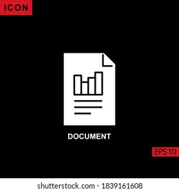 Symboldiagramm Balkengrafik auf Papier, Vektorgrafik schwarzer Hintergrund. Illustration-Flachbildsymbol für Grafik, Printmedien-Schnittstellen und Webdesign