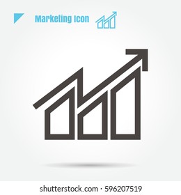 icon chart with business graph success marketing vector illustration isolated sign symbol thin line for web, modern minimalistic flat design vector on white background