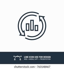 Icon chart graph marketing  sync  graphic design single icon vector illustration