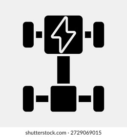 Chassis de ícones. Elementos de veículos elétricos. Ícone em estilo glifo.