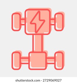 Chasis de iconos. Elementos de vehículos eléctricos. Icono en estilo de dos tonos.