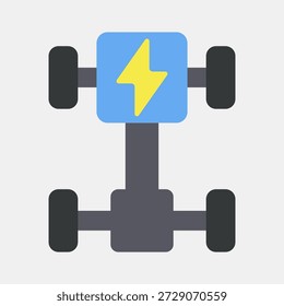 Icon chassis. Electric vehicle elements. Icon in flat style.