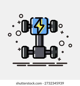 Icon chassis. Electric vehicle elements. Icon in MBE style.