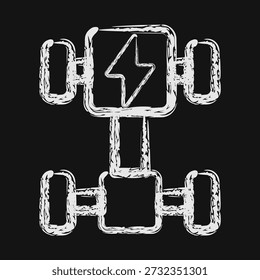 Icon chassis. Electric vehicle elements. Icon in chalk style.