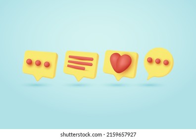 Chat de iconos 3D Medios sociales y marketing digital. ilustración Vector Bubble3d voz burbuja de chat icono colección de anuncios póster y concepto de pegatina Banner