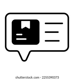 An icon of chat bubble having delivery package showing concept of delivery detail