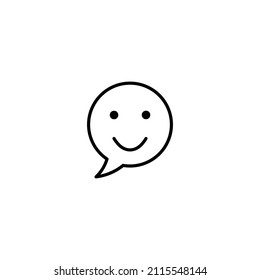 Conversación de iconos, charla, comentario, feliz, mensaje, burbuja, sonrisa cara diseño gráfico sonriente un solo icono vector