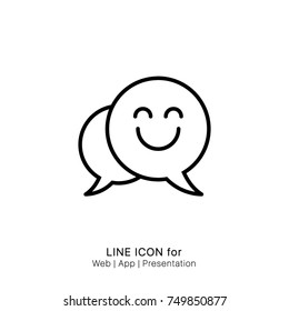 Icon chat, chatting, comment, happy, message, bubble, smile face, smiley graphic design single icon vector
