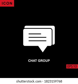 Icon chat group flat, isolated vector sign, linear style pictogram isolated on black. Sign or symbol for contact us.