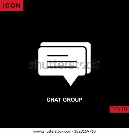 Icon chat group flat, isolated vector sign, linear style pictogram isolated on black. Sign or symbol for contact us.