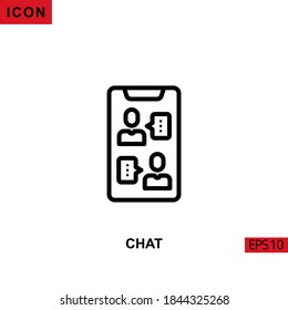 Mensaje de chat de iconos con personas en smartphone. Colección de símbolos de iconos de esquema, línea o vector lineal para el concepto móvil y el diseño de aplicaciones web.
