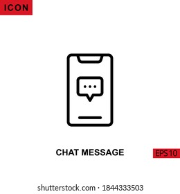 Icon chat message with smartphone. Outline, line or linear vector icon symbol sign collection for mobile concept and web apps design.